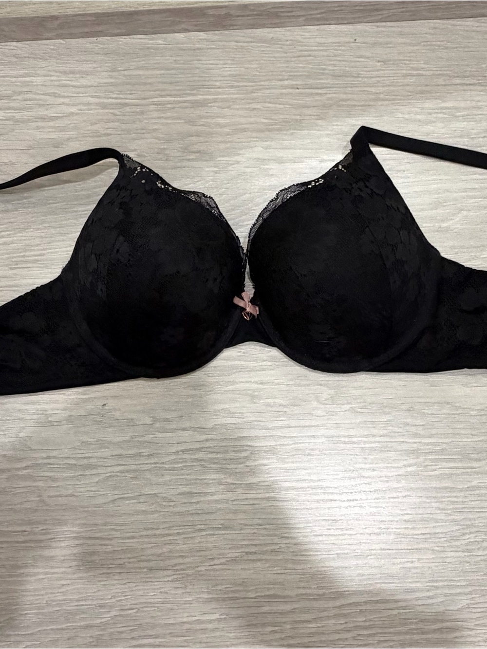 Victoria’s Secret Perfect Shape Black Lace Push-Up Bra with Decorative Bow